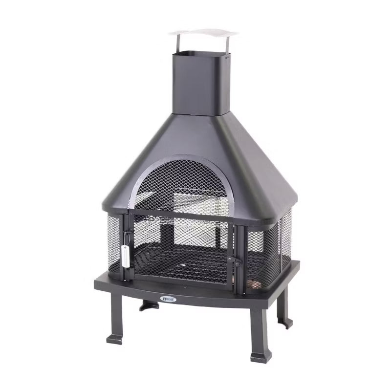 Havepejs Saga 64x50x110 cm Sort Stål med Grillrist