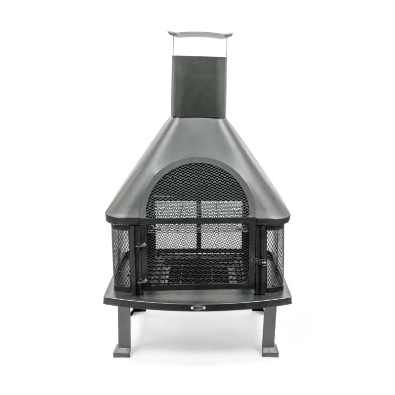 Havepejs Saga 64x50x110 cm Sort Stål med Grillrist