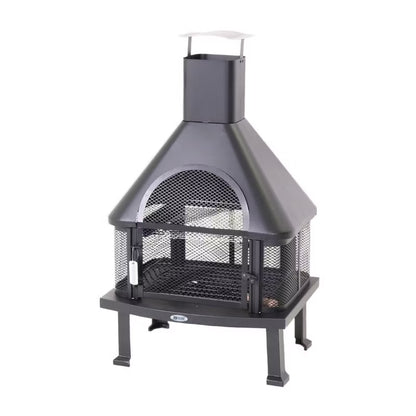 Havepejs Saga 64x50x110 cm Sort Stål med Grillrist