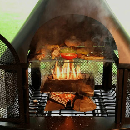 Havepejs Saga 64x50x110 cm Sort Stål med Grillrist
