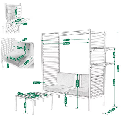 Havepergola 160x68,5 cm Brun Træ med Bænk og Bord
