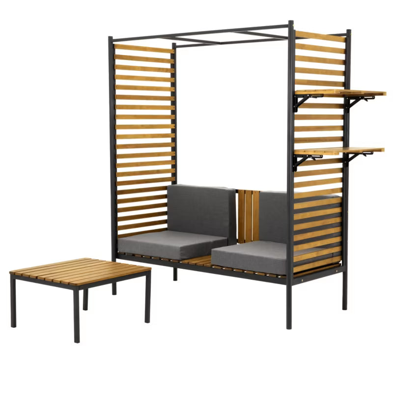 Havepergola 160x68,5 cm Brun Træ med Bænk og Bord