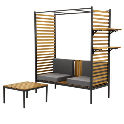 Havepergola 160x68,5 cm Brun Træ med Bænk og Bord
