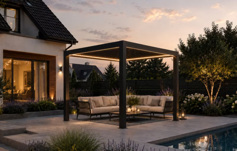 Havepergola 3x3 m Antracit med Motor