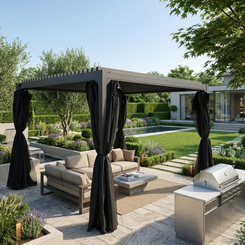 Havepergola 3x3 m Antracitgrå Aluminium med Ståltag
