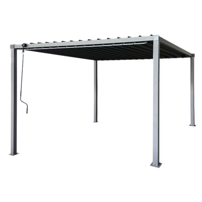 Havepergola 3x3 m Grå Stål med Regulerbart Tag