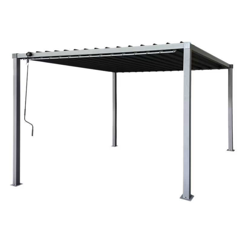Havepergola 3x3 m Grå Stål med Regulerbart Tag