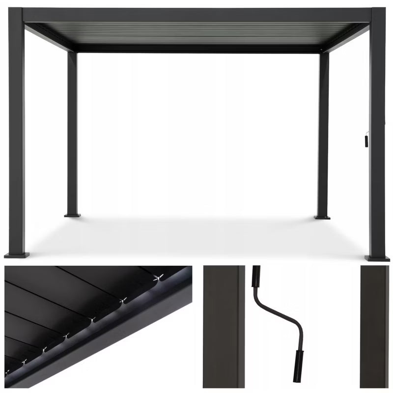 Havepergola 3x4 m Aluminium med Lameltag Antracit