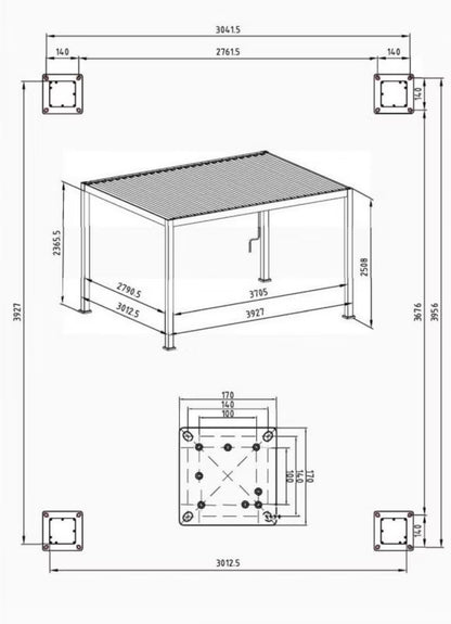 Havepergola 3x4 m Aluminium med Lameltag Antracit