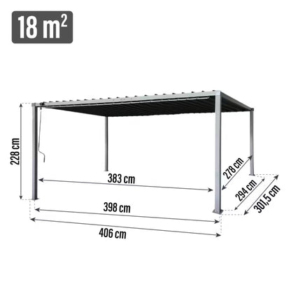 Havepergola 3x4 m Grå Stål med Justerbart Tag