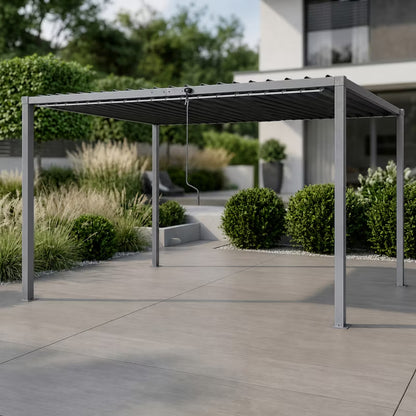 Havepergola 3x4 m Grå Stål med Justerbart Tag