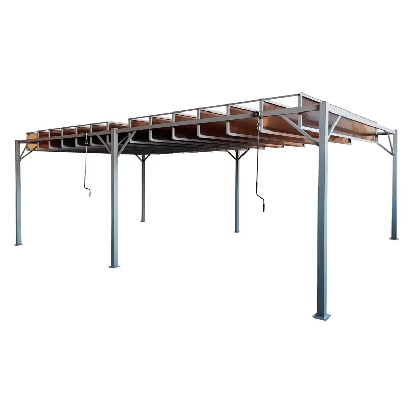 Havepergola 3x6 m Gråbrun med Lameltag