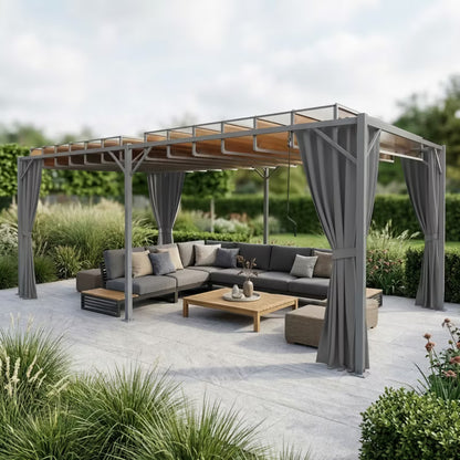 Havepergola 3x6 m Gråbrun med Lameltag