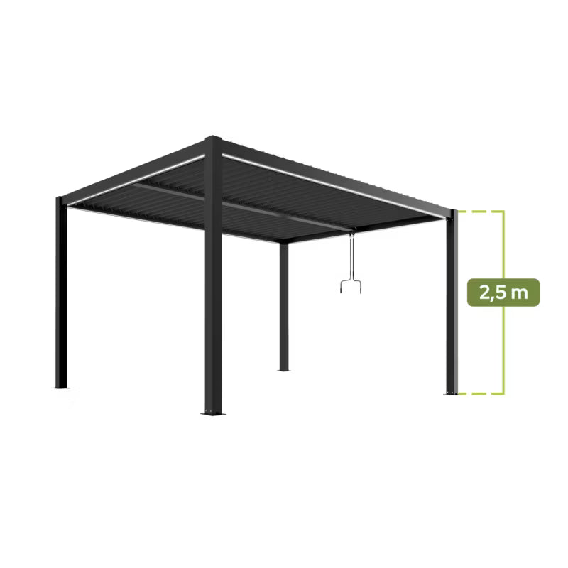 Havepergola 4x4 m Aluminium Antracit med LED