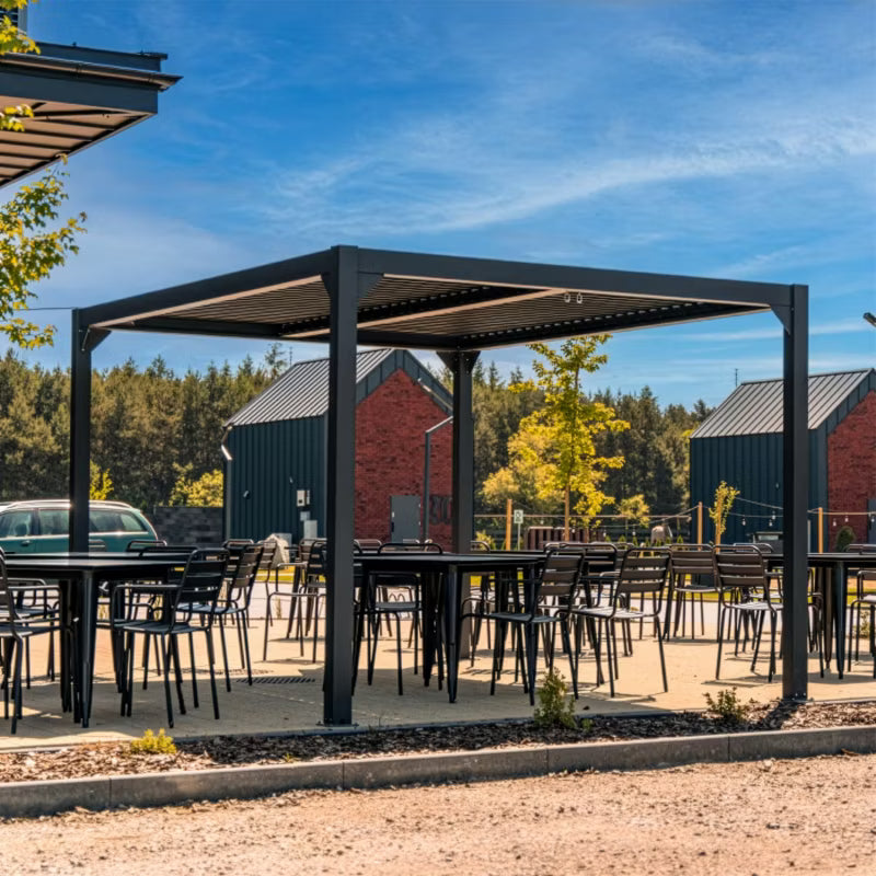 Havepergola 4x4 m Aluminium Antracit med LED