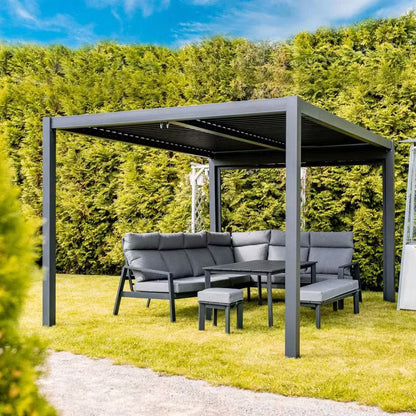 Havepergola 4x4 m Antracit Aluminium med LED