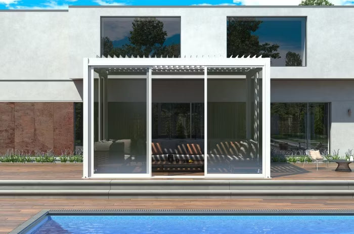 Havepergola 4x4 m Hvid Aluminium med LED