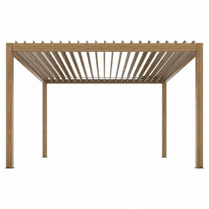 Havepergola 4x4 m Trælook Aluminium med LED