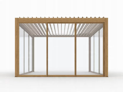 Havepergola 4x4 m Trælook Aluminium med LED