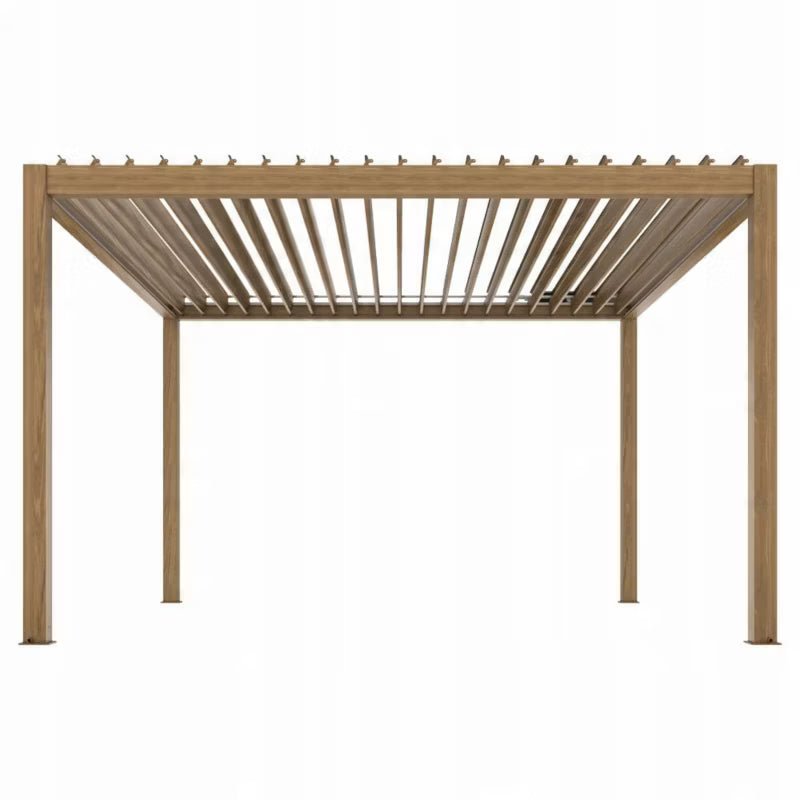 Havepergola 4x4 m Trælook Aluminium med LED
