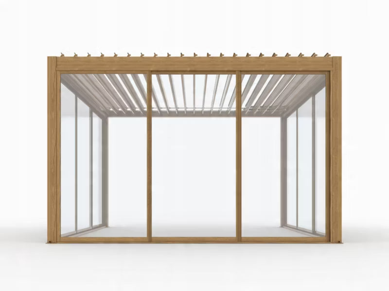 Havepergola 4x4 m Trælook Aluminium med LED
