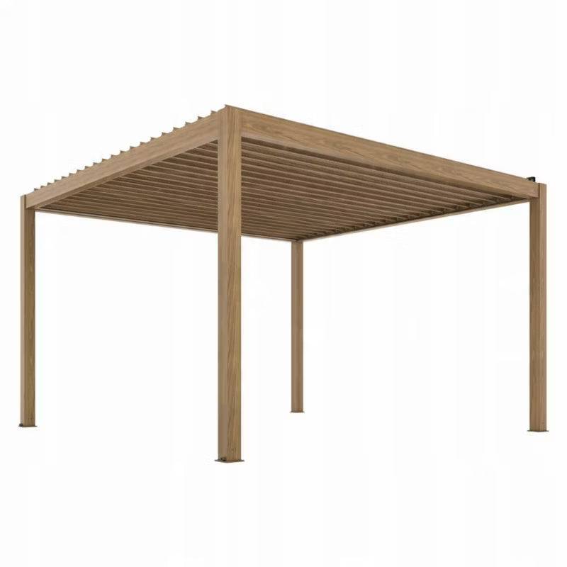 Havepergola 4x4 m Trælook Aluminium med LED