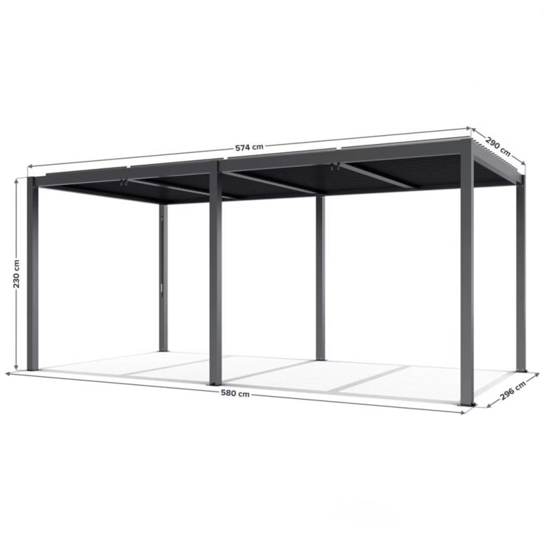 Havepergola 580x300 cm Antracit Aluminium med LED