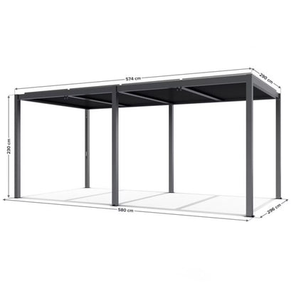 Havepergola 580x300 cm Antracit Aluminium med LED