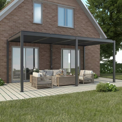 Havepergola 7,8x4 m Antracit Aluminium med LED