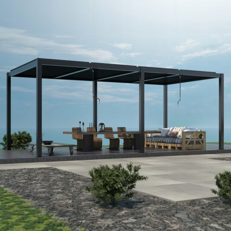 Havepergola 7,8x4 m Antracit Aluminium med LED