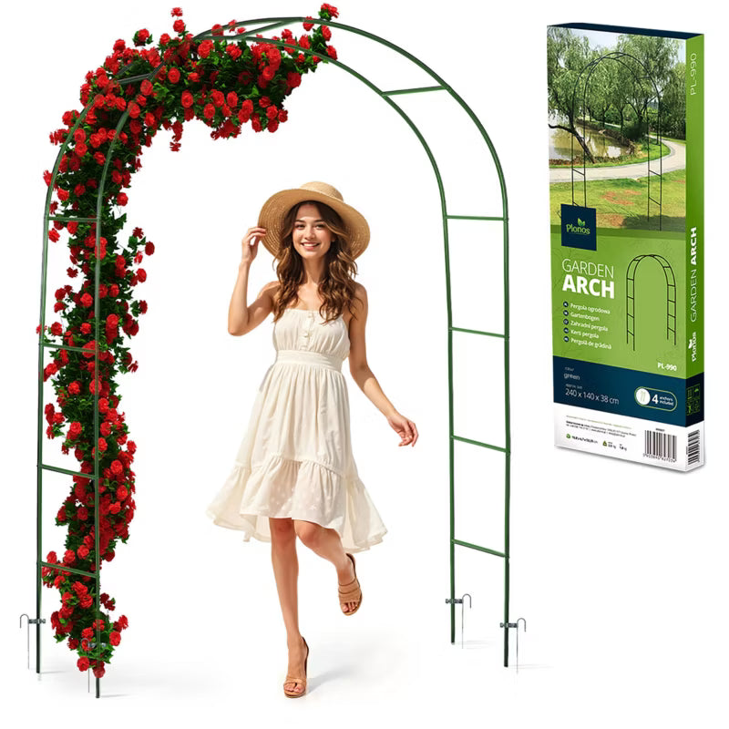 Havepergola Bue 140x240 cm Mørkegrøn Stål