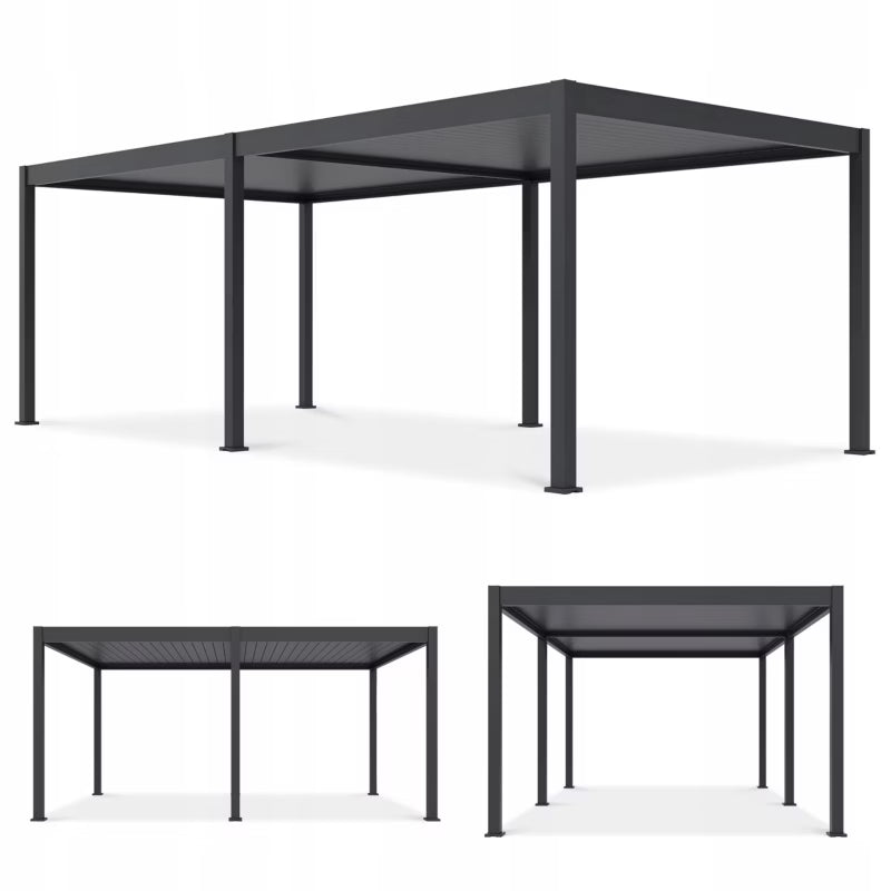 Havepergola Elektrisk DELUXE Automatic 3,6x7,2 m med LED Antracit