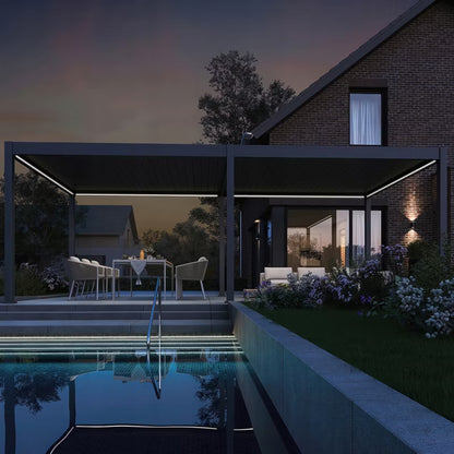 Havepergola Elektrisk DELUXE Automatic 3,6x7,2 m med LED Antracit