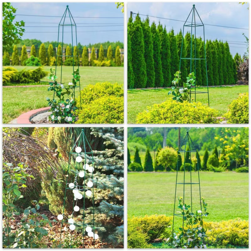 Havepergola Pyramide 32x150 cm Mørkegrøn Stål