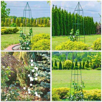 Havepergola Pyramide 32x150 cm Mørkegrøn Stål