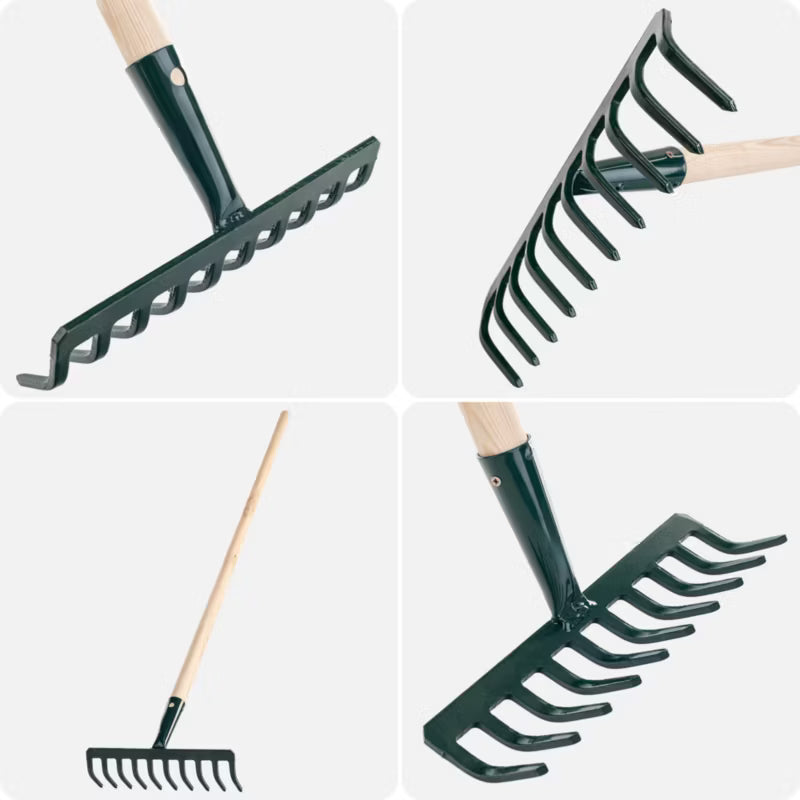Haverive 126 cm Metal 10 Tænder Træskaft