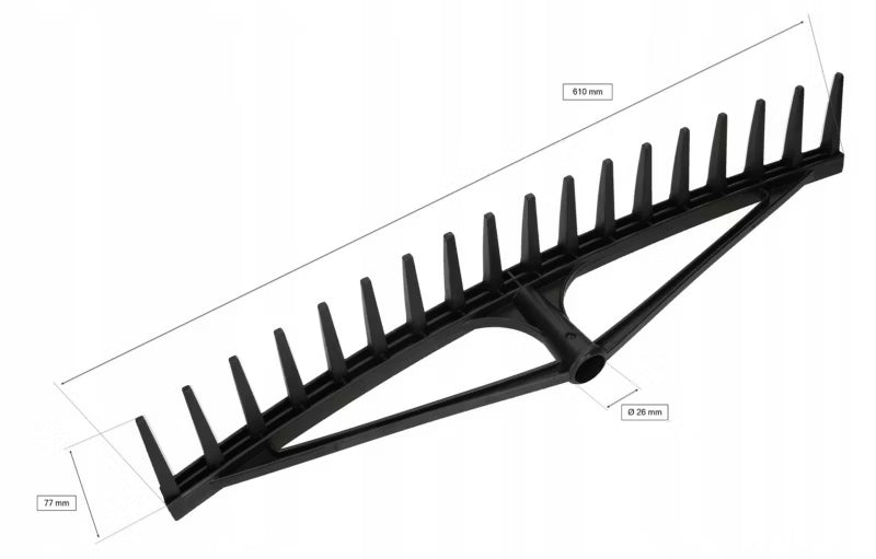 Haverive 18 Tænder 61 cm Sort Plastik