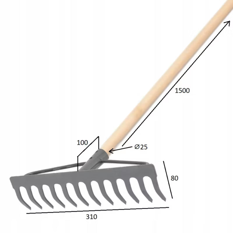 Haverive Metal 12 Tænder 154 cm med Træskaft