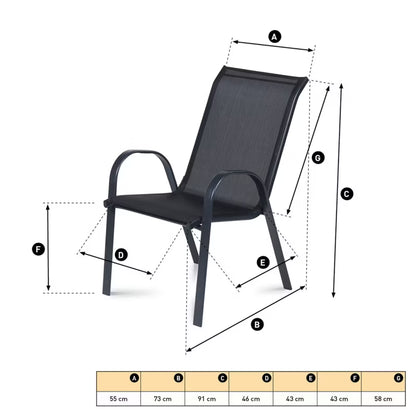 Havesæt 4 Stk FDZN 5010 55x73x91 cm Sort Metal