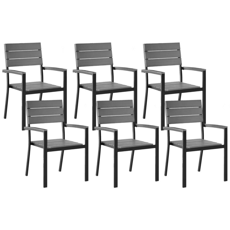 Havesæt Como 6 Stole Grå Sort Aluminium