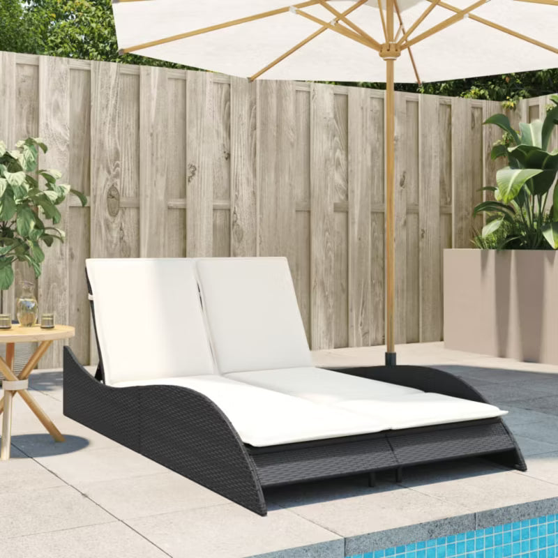 Haveseng 114x205 cm Sort med Hynder
