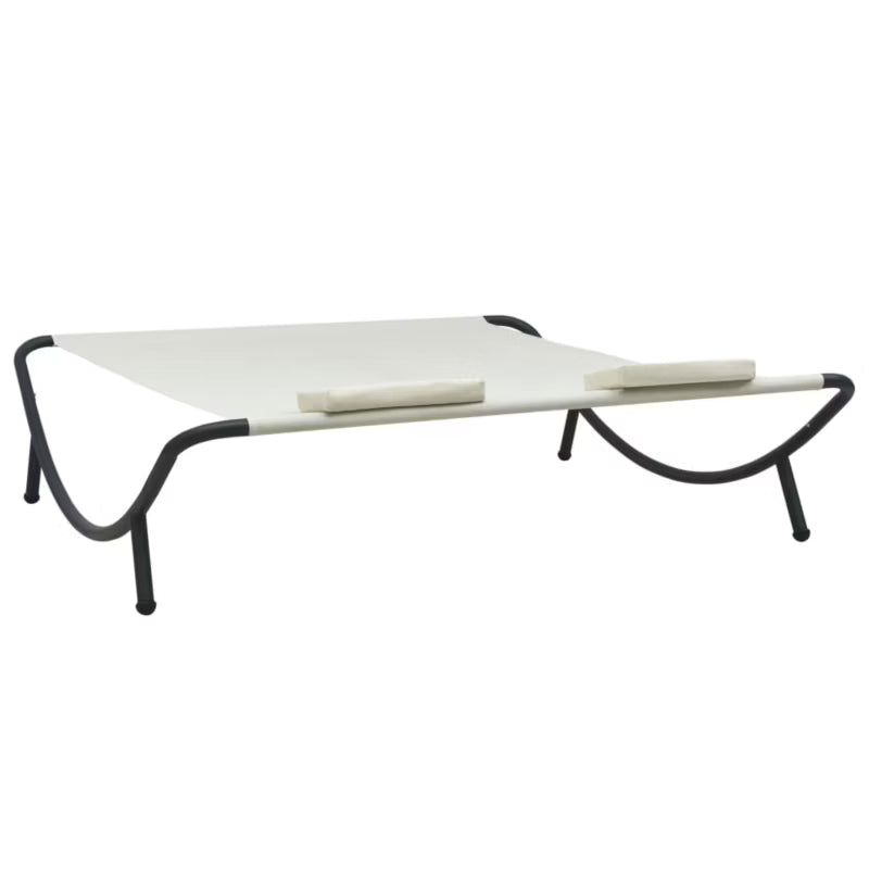 Haveseng 200x173 cm Creme Stål med Hynder