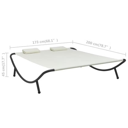 Haveseng 200x173 cm Creme Stål med Hynder
