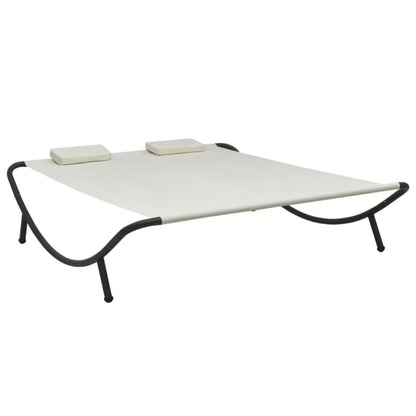 Haveseng 200x173 cm Creme Stål med Hynder