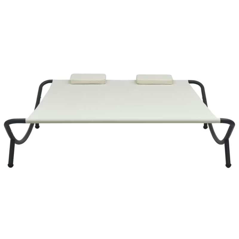 Haveseng 200x173 cm Creme Stål med Hynder