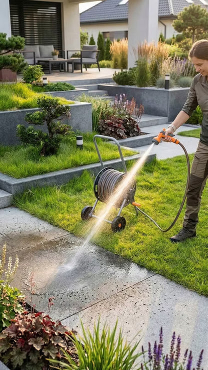 Haveslange på Slangevogn 30 m 1/2" med Sprøjtepistol