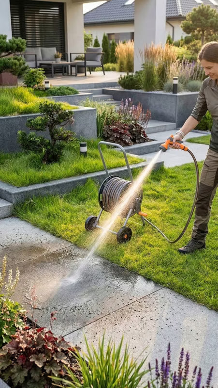 Haveslange på Slangevogn 30 m 1/2" med Sprøjtepistol