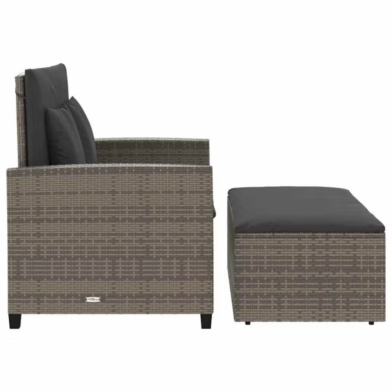 Havesofa 115x75 cm Grå Polybambus med Skammel