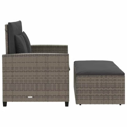 Havesofa 115x75 cm Grå Polybambus med Skammel