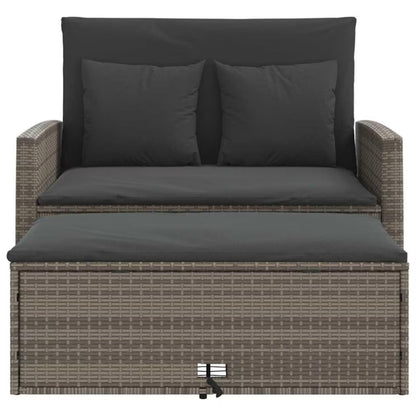 Havesofa 115x75 cm Grå Polybambus med Skammel